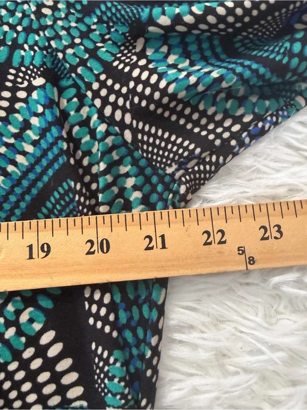 Cocomo Womens 2X Top 3/4 Sleeve Turquoise Geometric V Neck Print Office Casual